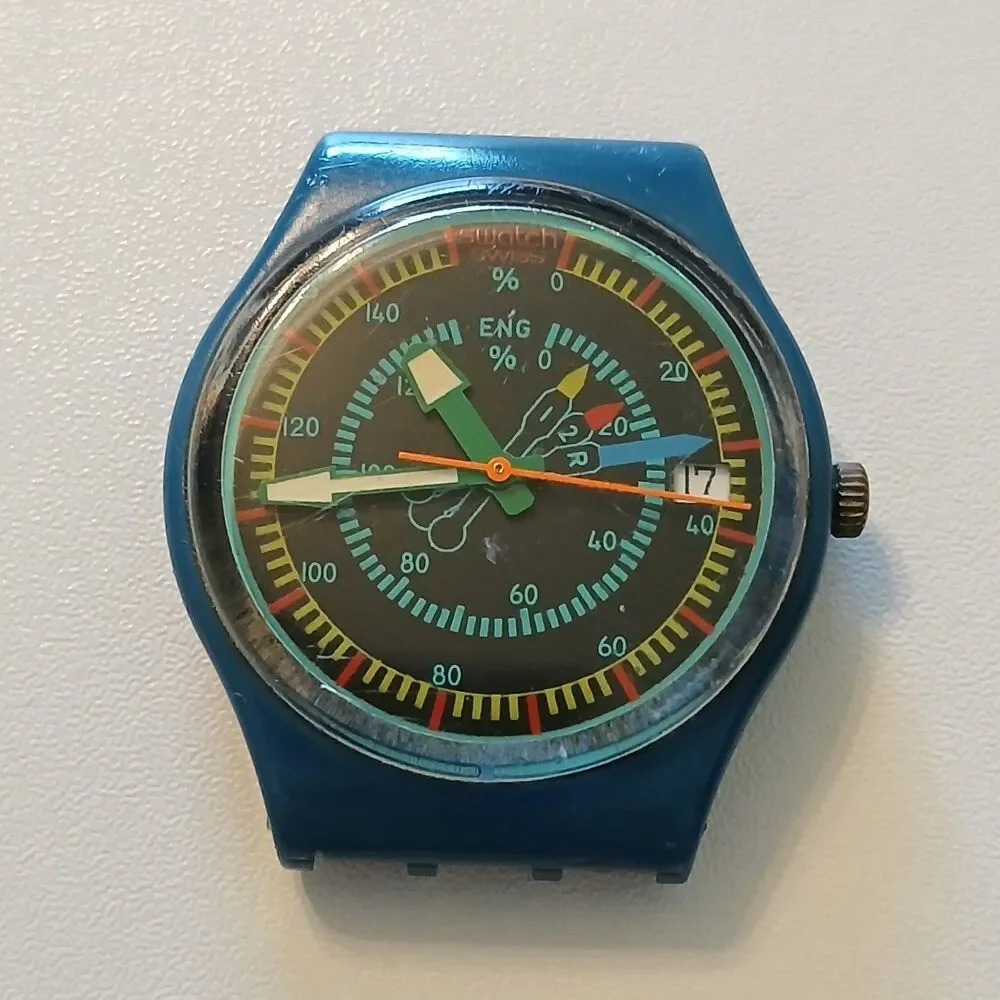 Parts/Repair VTG 1986 Swatch Gent Rotor GS400 Quartz Watch Head Rare 33mm